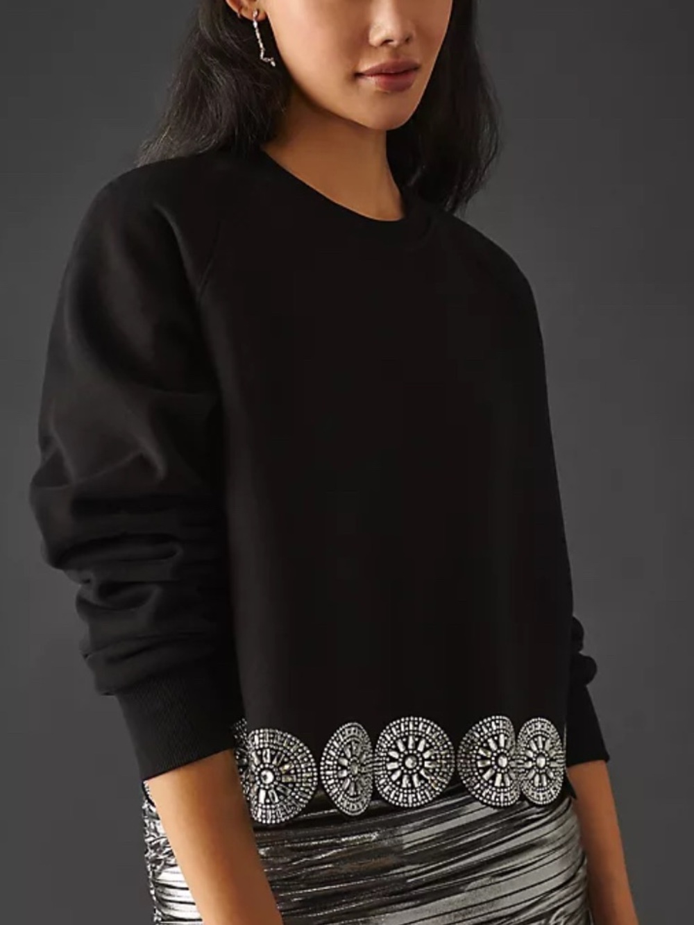 Anthropologie Canapé Embellished Fleece Sweatshirt